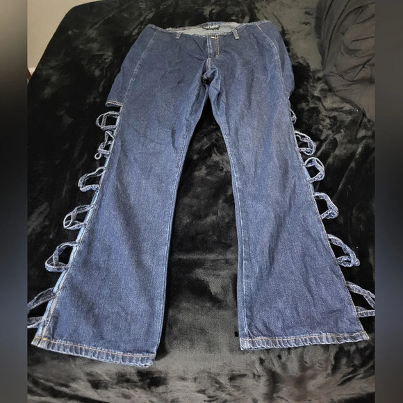 Cyclone - Womens Dark Wash Jeans, Cutouts and no pockets, Size 34 - Picture 5 of 5